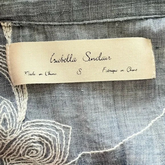 Anthropologie Isabella Sinclair Tillie gauzy chambray embroidered smalll dress - Picture 7 of 8